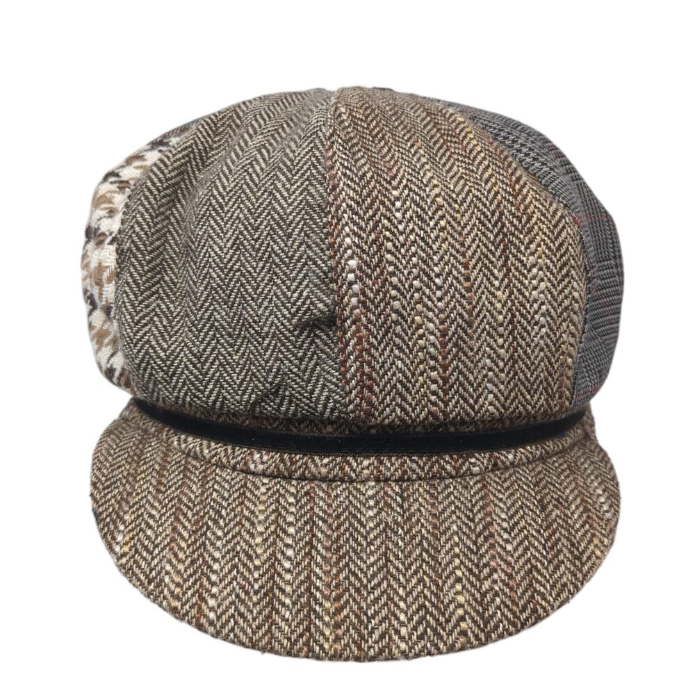 Cappelli Newsboy Hat Multicolor One Size Houndstooth Chevron Acadamia Wool Blend